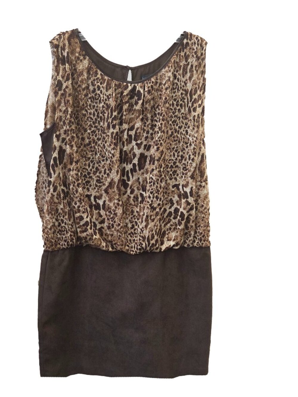 Gabby Skye SZ 14 Cheetah Print Knit top overlay suede pencil mini